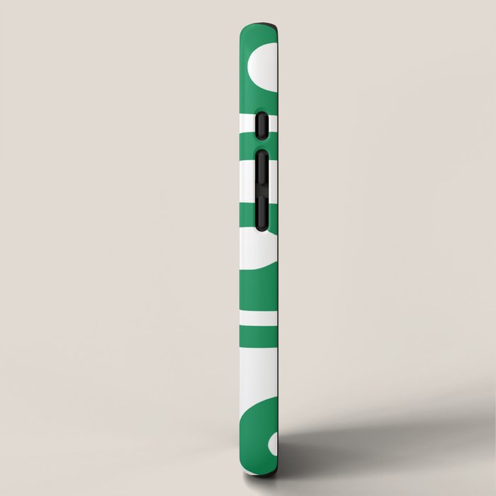 Mid-Century Modern Piquet Minimalist Abstract in Kelly Green and White iPhone Case Gallery Image 2