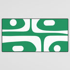 Mid-Century Modern Piquet Minimalist Abstract in Kelly Green and White Desk Mat Gallery Image 3