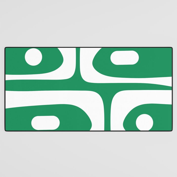 Mid-Century Modern Piquet Minimalist Abstract in Kelly Green and White Desk Mat Gallery Image 3