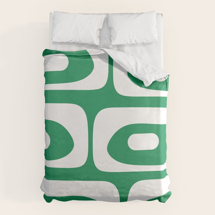 Mid-Century Modern Piquet Minimalist Abstract in Kelly Green and White Duvet Cover Gallery Image 1
