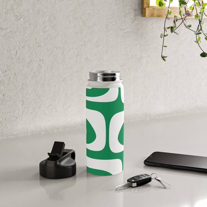 Mid-Century Modern Piquet Minimalist Abstract in Kelly Green and White Water Bottle Gallery Image 4