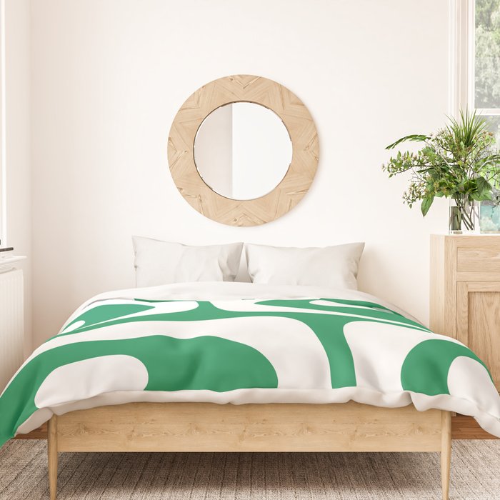 Mid-Century Modern Piquet Minimalist Abstract in Kelly Green and White Duvet Cover Gallery Image 3