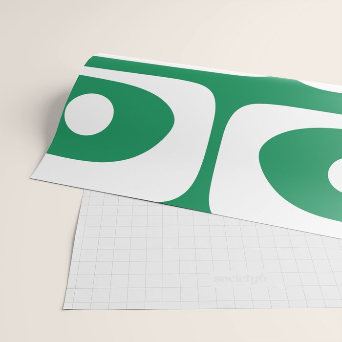 Mid-Century Modern Piquet Minimalist Abstract in Kelly Green and White Wrapping Paper Gallery Image 2