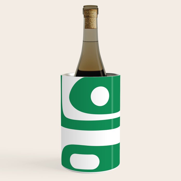 Mid-Century Modern Piquet Minimalist Abstract in Kelly Green and White Wine Chiller Gallery Image 3