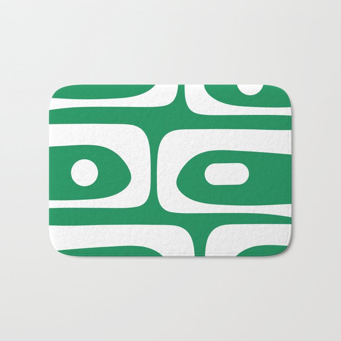 Mid-Century Modern Piquet Minimalist Abstract in Kelly Green and White Bath Mat Gallery Image 1