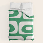 Mid-Century Modern Piquet Minimalist Abstract in Kelly Green and White Duvet Cover Gallery Image 6