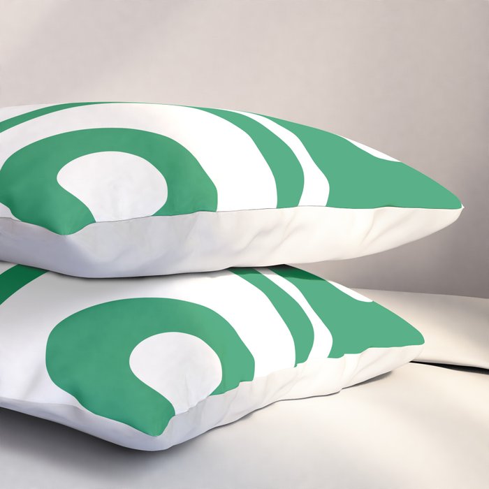 Mid-Century Modern Piquet Minimalist Abstract in Kelly Green and White Pillow Sham Gallery Image 3