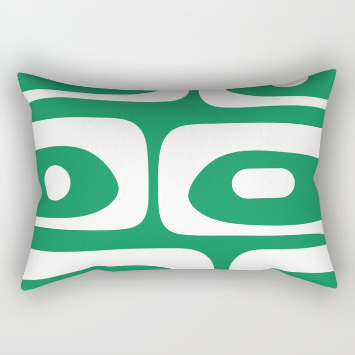 Mid-Century Modern Piquet Minimalist Abstract in Kelly Green and White Rectangular Pillow Gallery Image 1