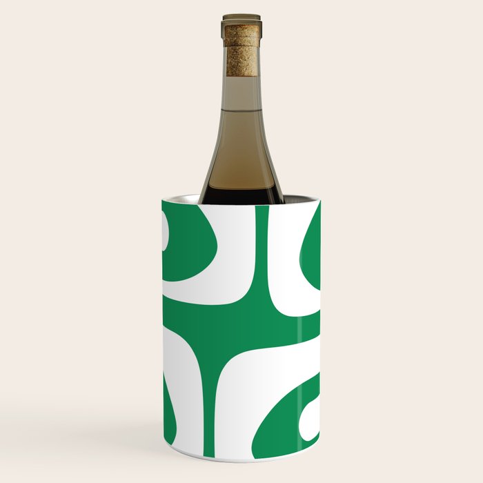 Mid-Century Modern Piquet Minimalist Abstract in Kelly Green and White Wine Chiller Gallery Image 1