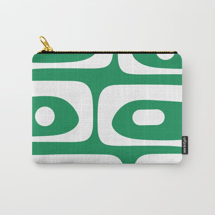 Mid-Century Modern Piquet Minimalist Abstract in Kelly Green and White Carry All Pouch Gallery Image 1
