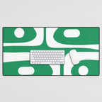Mid-Century Modern Piquet Minimalist Abstract in Kelly Green and White Desk Mat Gallery Image 1