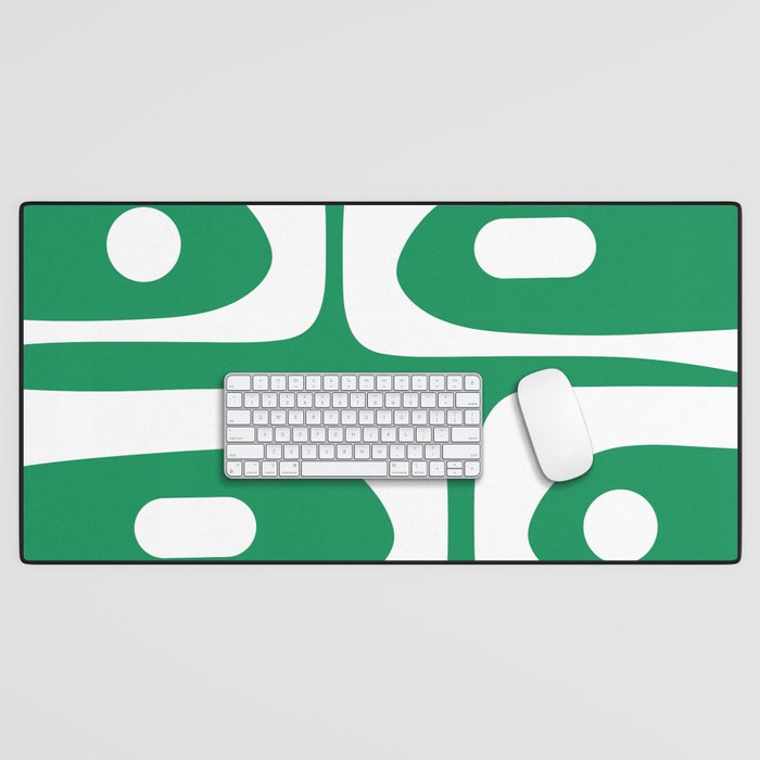 Mid-Century Modern Piquet Minimalist Abstract in Kelly Green and White Desk Mat Gallery Image 1