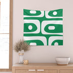 Mid-Century Modern Piquet Minimalist Abstract in Kelly Green and White Wall Tapestry Gallery Image 2