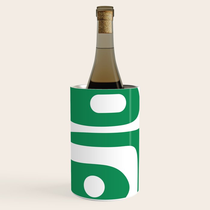 Mid-Century Modern Piquet Minimalist Abstract in Kelly Green and White Wine Chiller Gallery Image 2