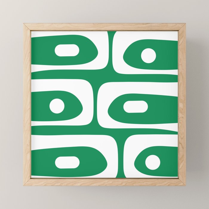 Mid-Century Modern Piquet Minimalist Abstract in Kelly Green and White Mini Art Print Gallery Image 1