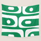 Mid-Century Modern Piquet Minimalist Abstract in Kelly Green and White Wall Tapestry Gallery Image 4