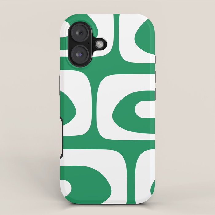 Mid-Century Modern Piquet Minimalist Abstract in Kelly Green and White iPhone Case Gallery Image 1