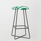 Mid-Century Modern Piquet Minimalist Abstract in Kelly Green and White Stool Gallery Image 1