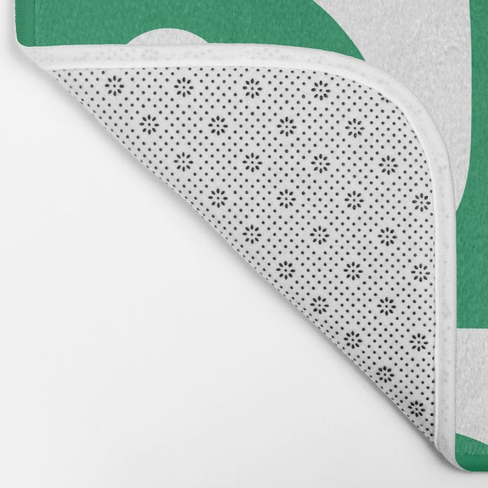 Mid-Century Modern Piquet Minimalist Abstract in Kelly Green and White Bath Mat Gallery Image 2