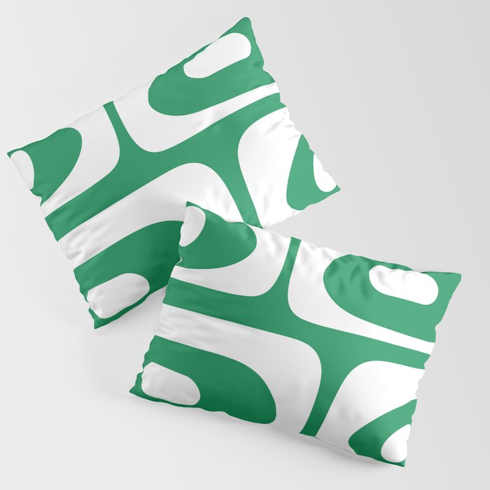 Mid-Century Modern Piquet Minimalist Abstract in Kelly Green and White Pillow Sham Gallery Image 3