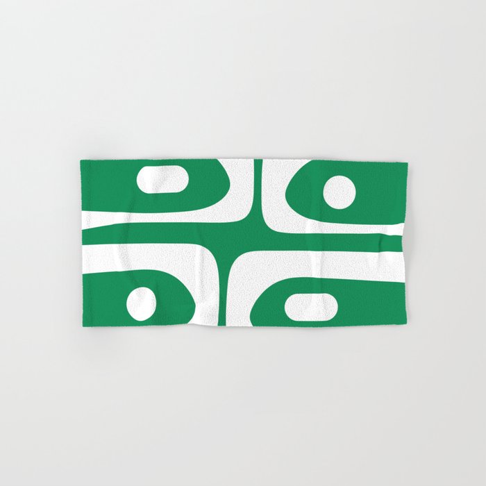Mid-Century Modern Piquet Minimalist Abstract in Kelly Green and White Bath Towel Gallery Image 1