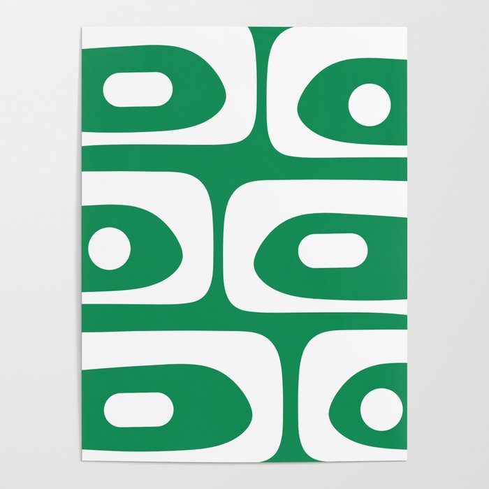 Mid-Century Modern Piquet Minimalist Abstract in Kelly Green and White Poster Gallery Image 1