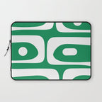 Mid-Century Modern Piquet Minimalist Abstract in Kelly Green and White Laptop Sleeve Gallery Image 1