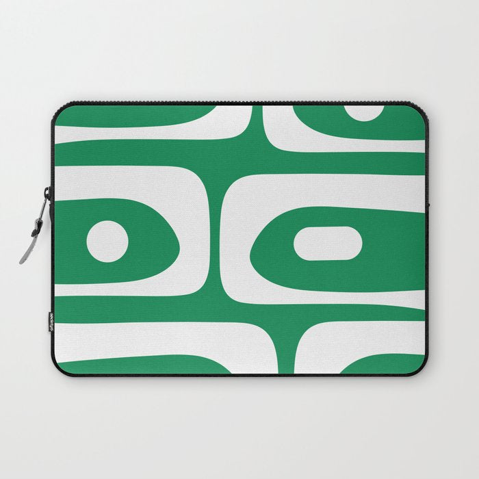 Mid-Century Modern Piquet Minimalist Abstract in Kelly Green and White Laptop Sleeve Gallery Image 1