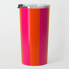 Bright Neon Pink and Orange Vertical Cabana Tent Stripes Travel Mug Gallery Image 3