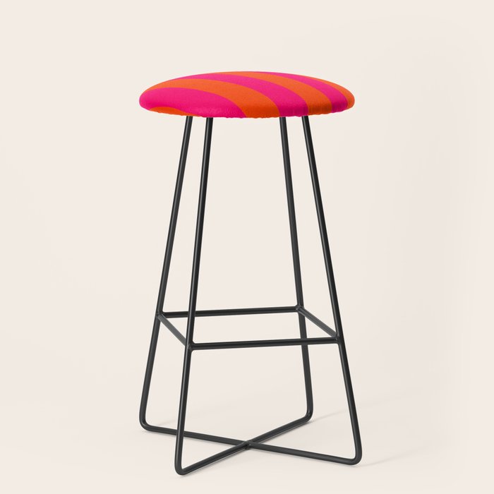 Bright Neon Pink and Orange Vertical Cabana Tent Stripes Stool Gallery Image 1