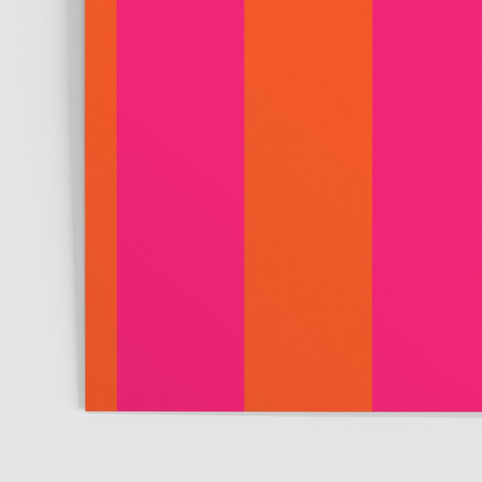 Bright Neon Pink and Orange Vertical Cabana Tent Stripes Poster Gallery Image 3