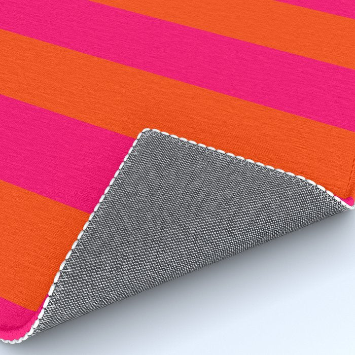 Bright Neon Pink and Orange Vertical Cabana Tent Stripes Rug Gallery Image 4