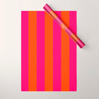 Bright Neon Pink and Orange Vertical Cabana Tent Stripes Wrapping Paper Gallery Image 1