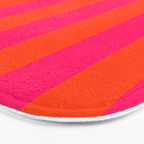 Bright Neon Pink and Orange Vertical Cabana Tent Stripes Bath Mat Gallery Image 3