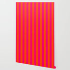 Bright Neon Pink and Orange Vertical Cabana Tent Stripes Wallpaper Gallery Image 2