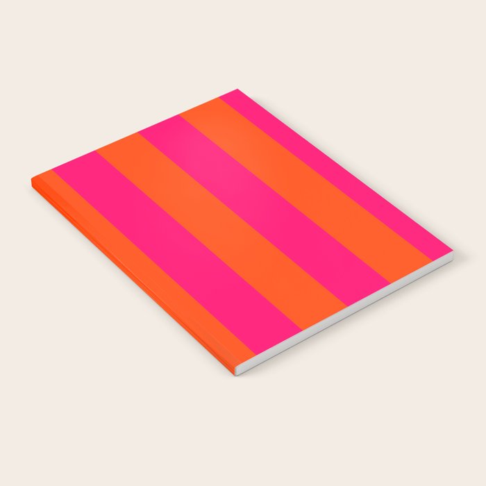 Bright Neon Pink and Orange Vertical Cabana Tent Stripes Notebook Gallery Image 1