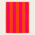 Bright Neon Pink and Orange Vertical Cabana Tent Stripes Poster Gallery Image 4