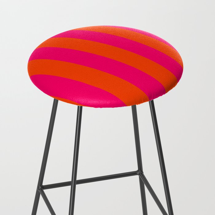 Bright Neon Pink and Orange Vertical Cabana Tent Stripes Stool Gallery Image 2