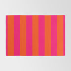 Bright Neon Pink and Orange Vertical Cabana Tent Stripes Rug Gallery Image 2