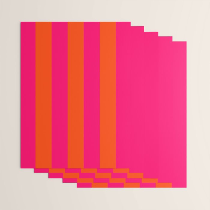 Bright Neon Pink and Orange Vertical Cabana Tent Stripes Wrapping Paper Gallery Image 3