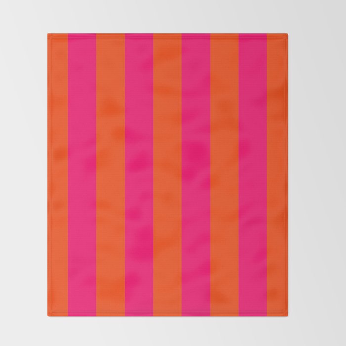 Bright Neon Pink and Orange Vertical Cabana Tent Stripes Throw Blanket Gallery Image 2