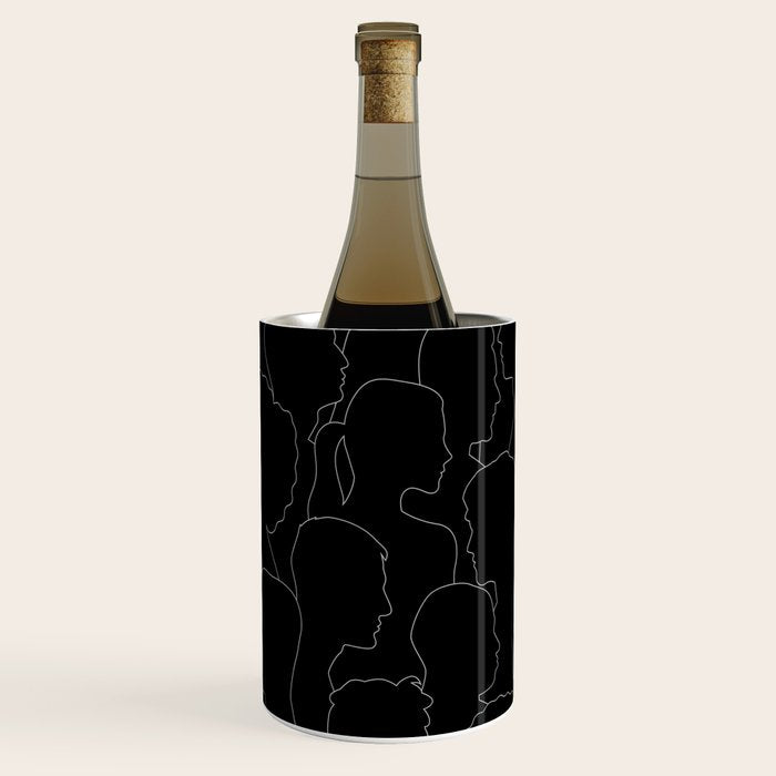 Black and white diverse people crowd pattern Wine Chiller Gallery Image 1