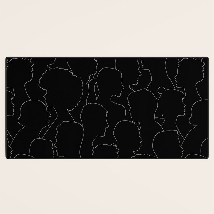 Black and white diverse people crowd pattern Desk Mat Gallery Image 3
