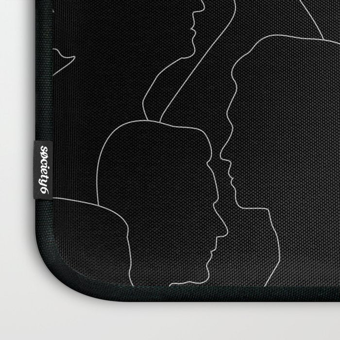 Black and white diverse people crowd pattern Laptop Sleeve Gallery Image 3