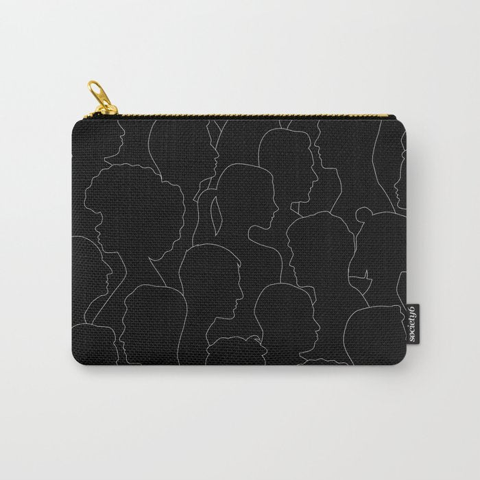 Black and white diverse people crowd pattern Carry All Pouch Gallery Image 1