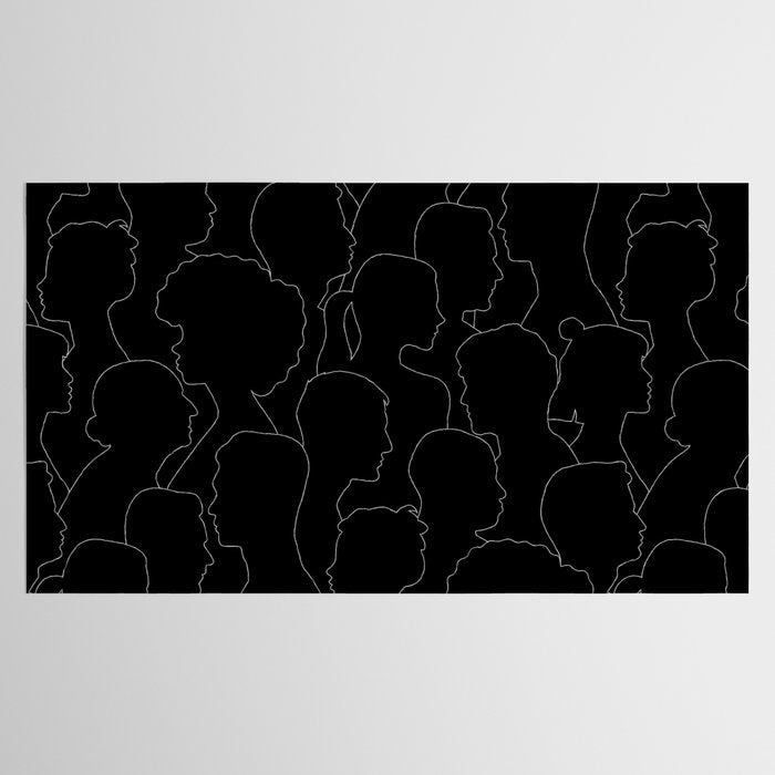 Black and white diverse people crowd pattern Tablecloth Gallery Image 2