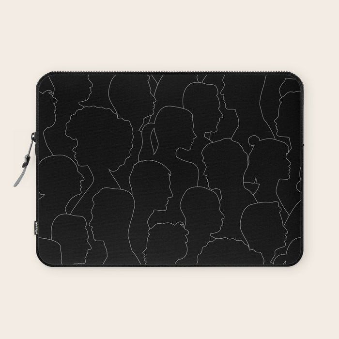 Black and white diverse people crowd pattern Laptop Sleeve Gallery Image 1