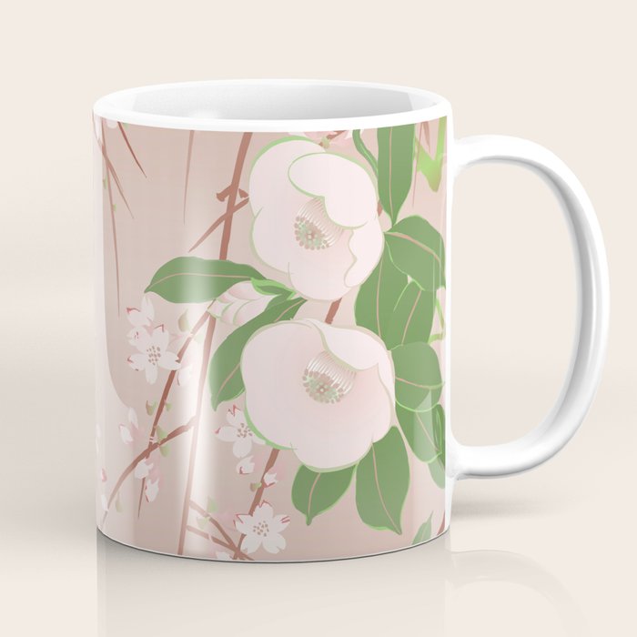 Japanese Spring Flowers Vintage Kimono Pattern Coffee Mug Gallery Image 1