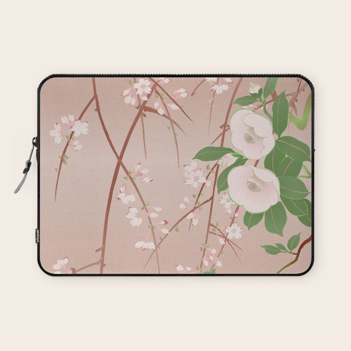 Japanese Spring Flowers Vintage Kimono Pattern Laptop Sleeve Gallery Image 1