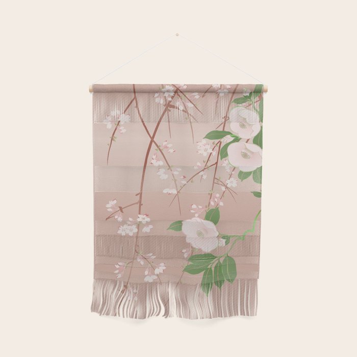 Japanese Spring Flowers Vintage Kimono Pattern Wall Hanging Gallery Image 1